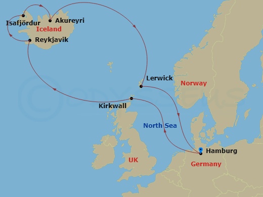 Northern Europe, 11 Nights Route Map