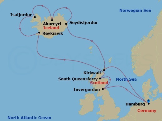 Northern Europe, 12 Nights Route Map