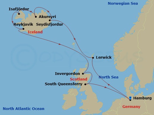 Northern Europe, 12 Nights Route Map