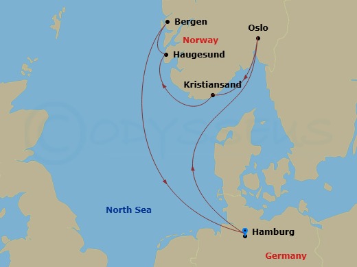 Northern Europe, 7 Nights Route Map