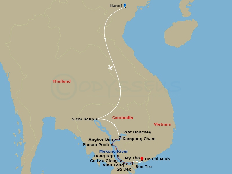 Timeless Wonders Of Vietnam, Cambodia & The Mekong (2028) Route Map