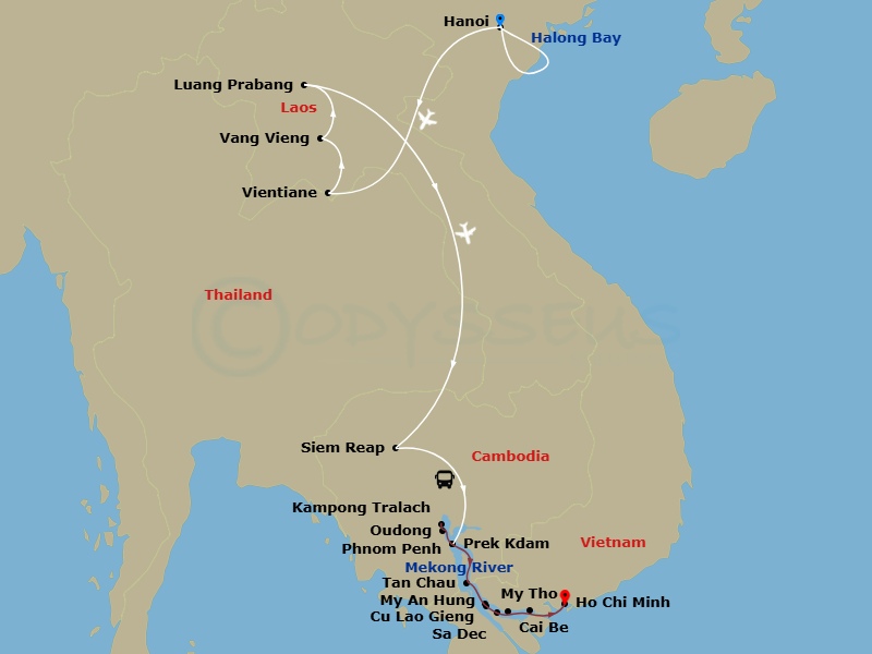 Indochina Mekong Journey Route Map