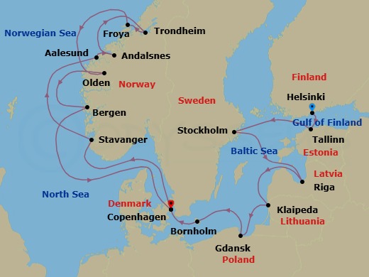 Star Collector: Scandinavian And Baltic Delights Route Map
