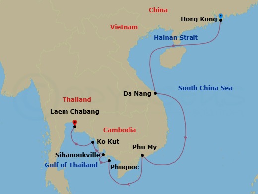 South China Sojourn: Vietnam, Cambodia & Thailand Route Map