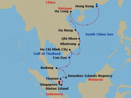 Discover The Cultures Of China, Vietnam & Singapore Route Map