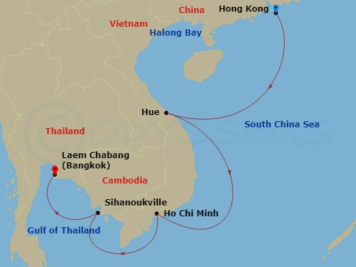 Southeast Asia & Hong Kong Route Map