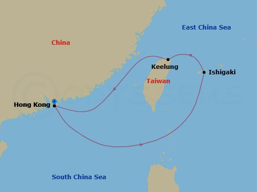 5 Night Ishigaki & Taipei Cruise Route Map
