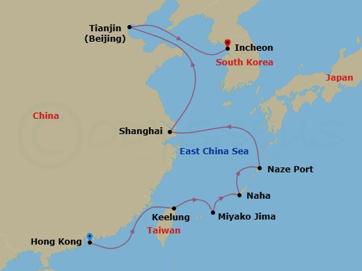 Hong Kong To Incheon Route Map