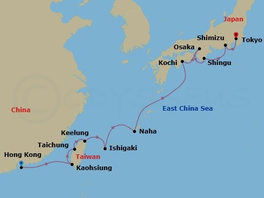 12-Day Exploring Taiwan & Japan Charming Harbors Route Map