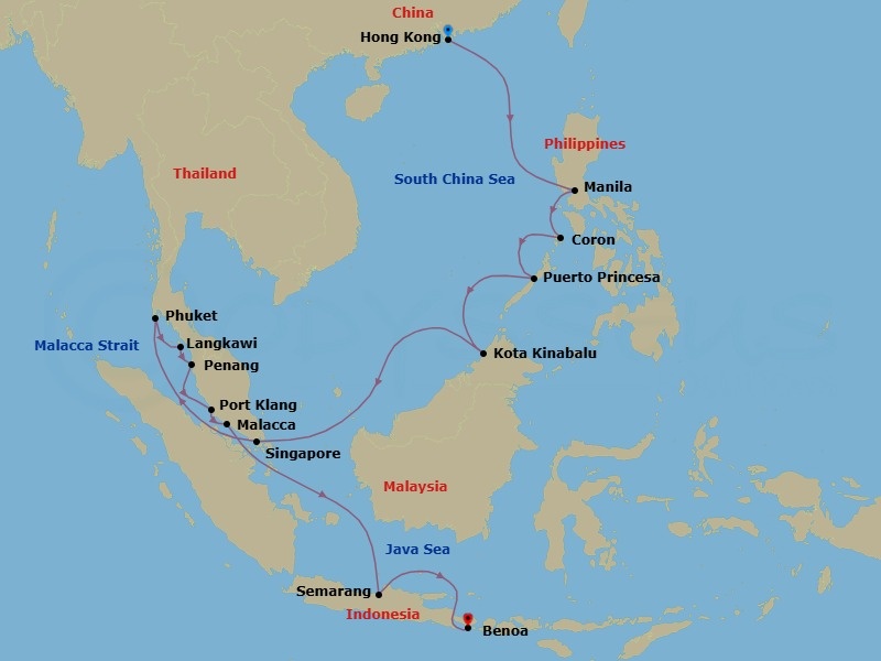 26 Night Cruise Voyage Route Map