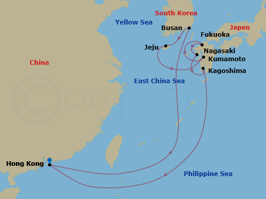 11 Nights Best Of Japan & South Korea Cruise Route Map