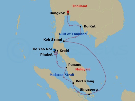 Tantalizing Thailand & Sparkling Singapore Route Map