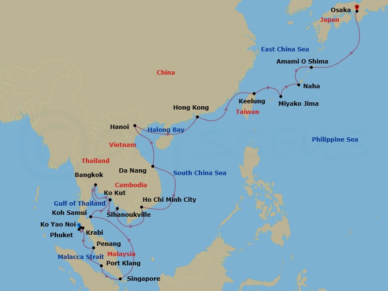 Star Collector: Wonders Of Southern Japan & Southeast Asia Route Map