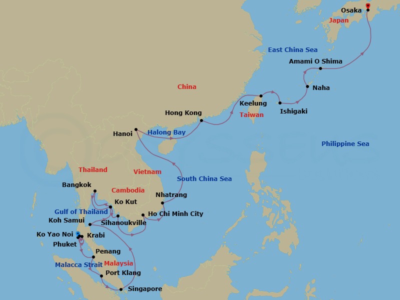 Star Collector: Wonders Of Southern Japan & Southeast Asia Route Map