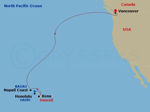 9 Night Hawaii Cruise Route Map
