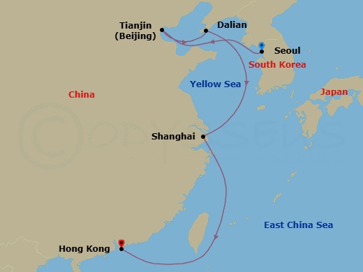 China Intensive Cruise: Beijing, Shanghai & Hong Kong Route Map