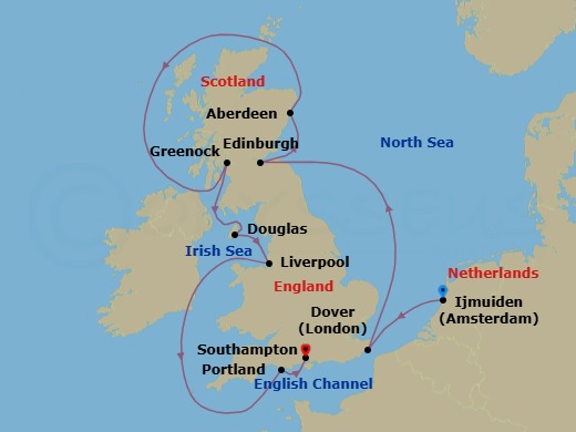 Ijmuiden To Southampton Route Map