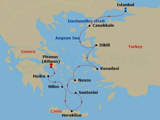 Ancient Empires: Istanbul To Athens Route Map