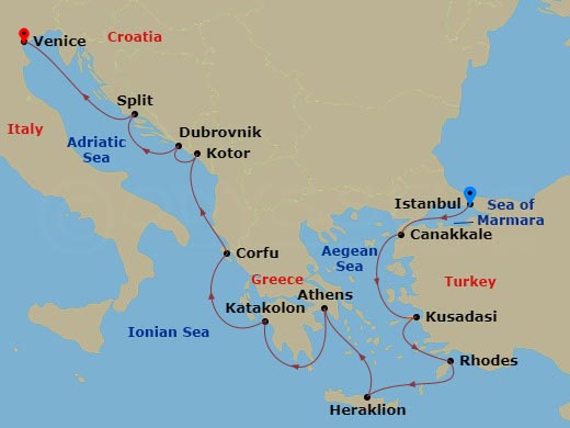 Ancient Adriatic Treasures Route Map