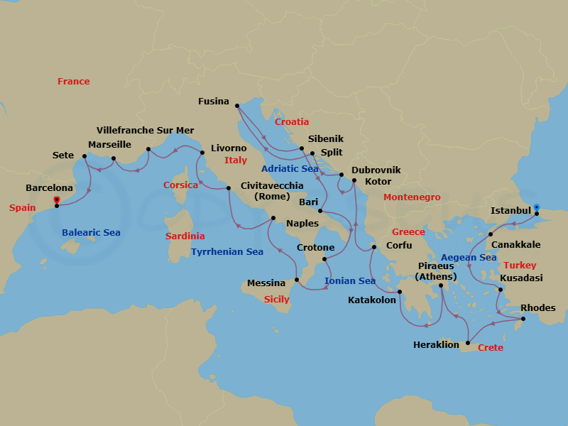 Mediterranean's Iconic Shores Route Map
