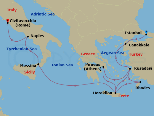 Ancient Mediterranean Antiquities Route Map