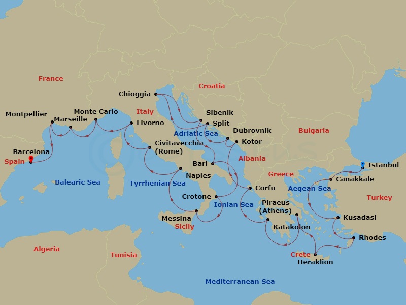 Mediterranean's Iconic Shores Route Map