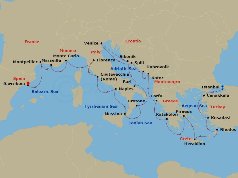 Mediterranean's Iconic Shores Route Map