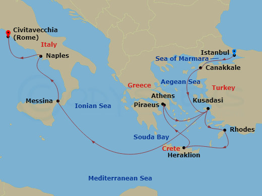 Luxury Cruise Connections - Itinerary: Ancient Mediterranean ...