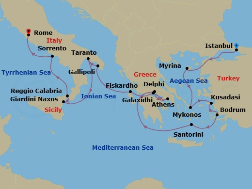 Star Collector: Wonders Of Southern Italy, Greece & Türkiye Via The Corinth Canal Route Map