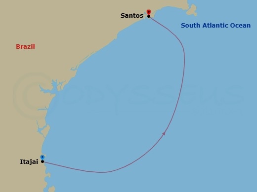 South America, 1 Nights Route Map