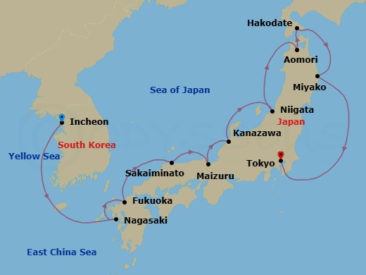 Incheon To Tokyo Route Map