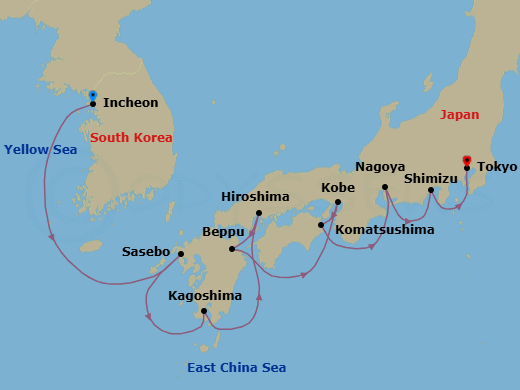 Incheon To Tokyo Route Map