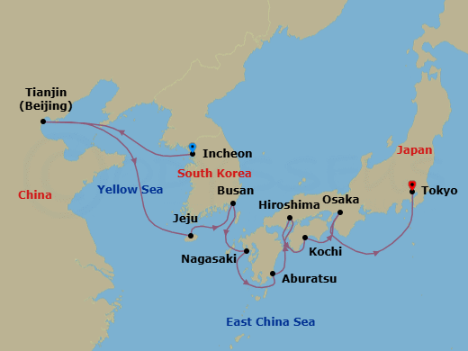 Incheon To Tokyo Route Map