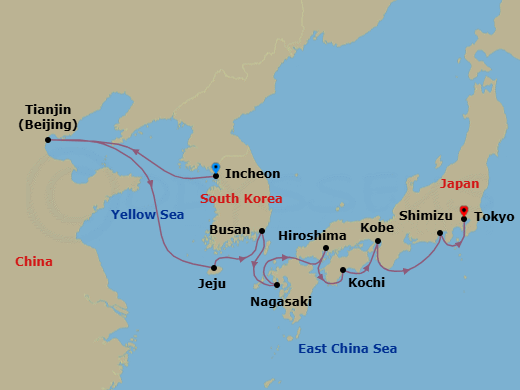 Incheon To Tokyo Route Map