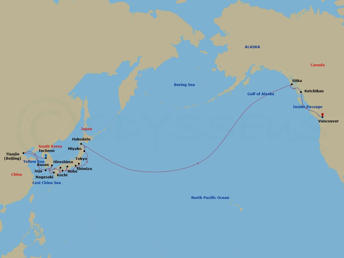 31 Night Cruise Voyage Route Map
