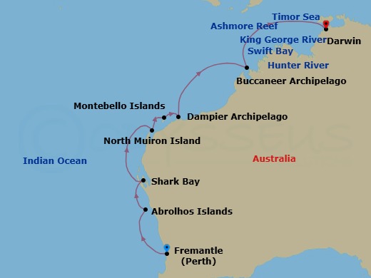 Fremantle To Darwin Route Map