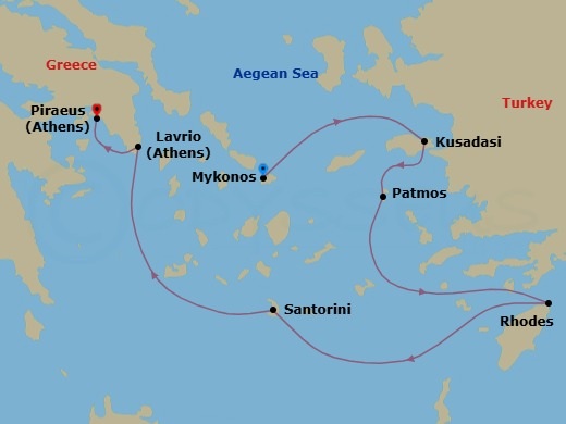 Iconic Greek Islands - 4Nights (Mar & Nov) Route Map