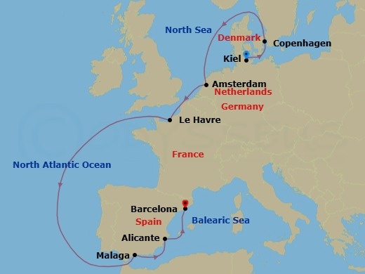 Northern Europe, 10 Nights Route Map