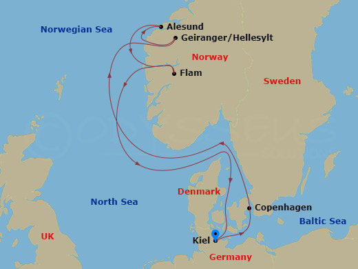 Northern Europe, 7 Nights Route Map