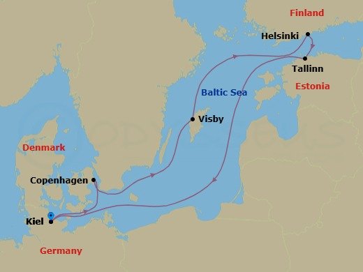 Northern Europe, 7 Nights Route Map