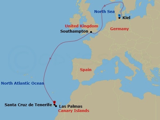 Canary Islands And Madeira, 8 Nights Route Map