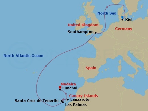 Canary Islands And Madeira, 10 Nights Route Map