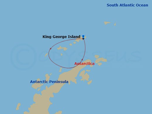 7--Night King George Island Roundtrip Route Map