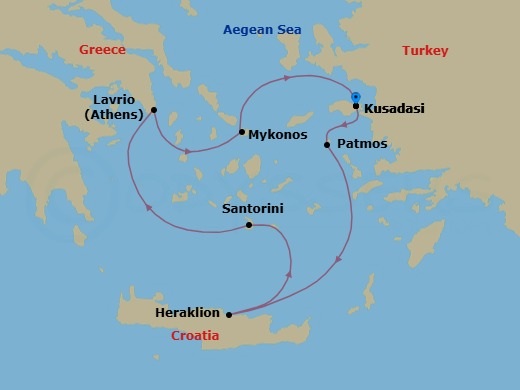 Iconic Greek Islands - 3Nights Route Map