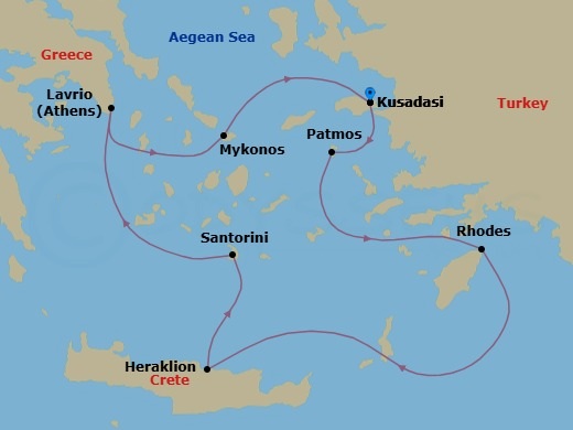 Iconic Greek Islands - 4Nights Route Map