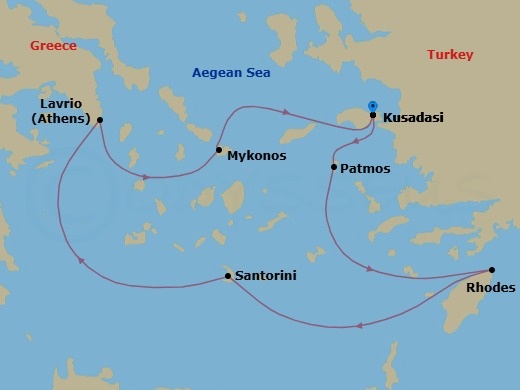 Iconic Greek Islands - 4Nights (Mar & Nov) Route Map