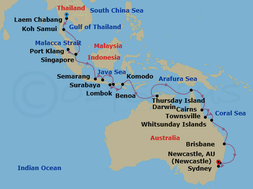 South Pacific Sojourn Route Map