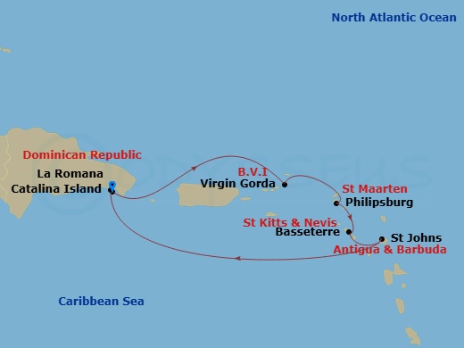 South Caribbean, 7 Nights Route Map