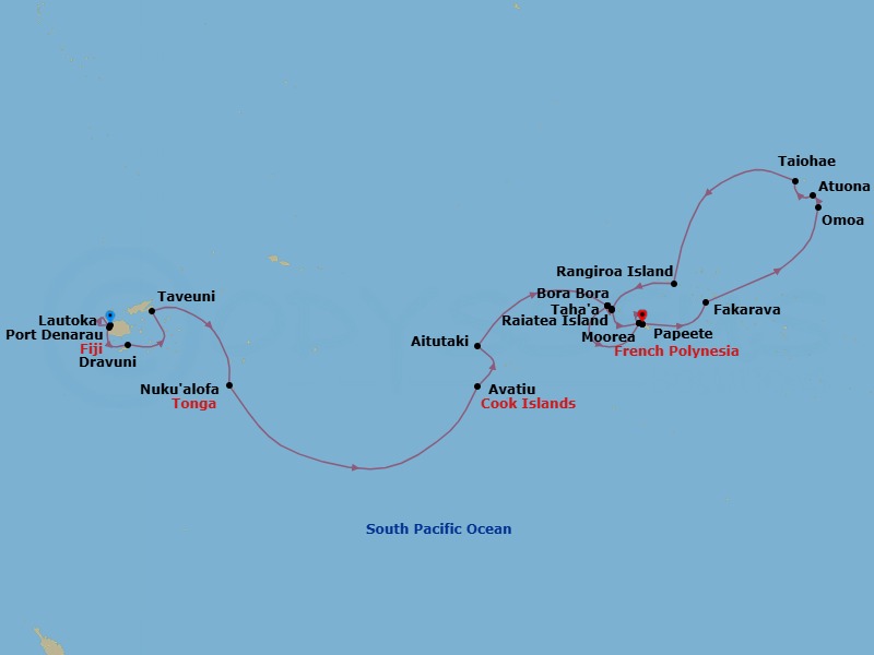 Star Collector: Polynesian Paradise & Fijian Shores Route Map