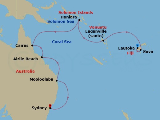 South Pacific Byways Route Map